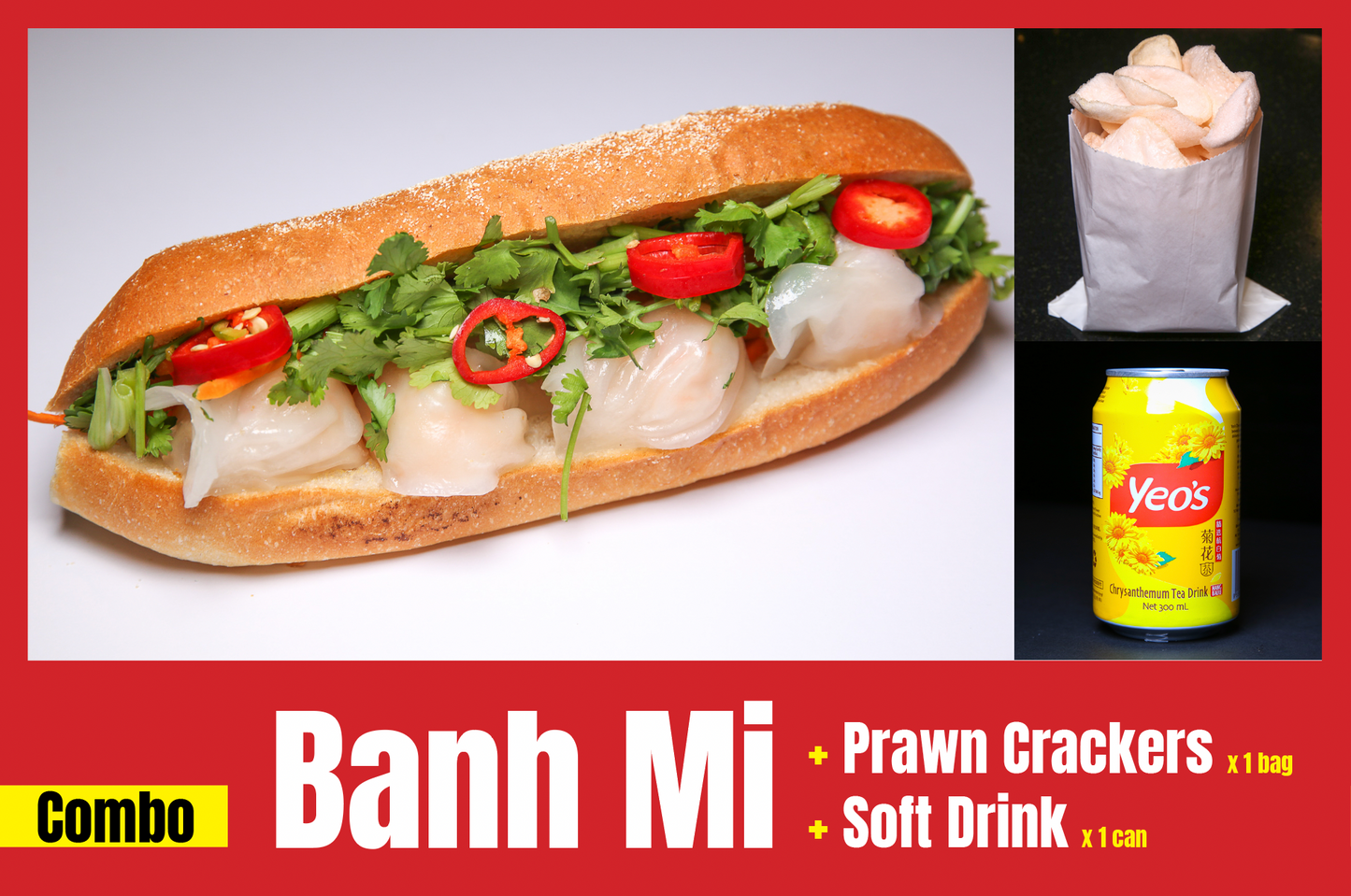 CB 1. Prawn Dumpling Banh Mi (Combo)